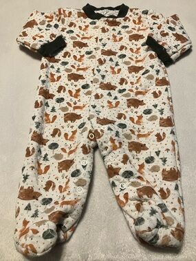 chick pea Woodland Animals Footed One-Piece